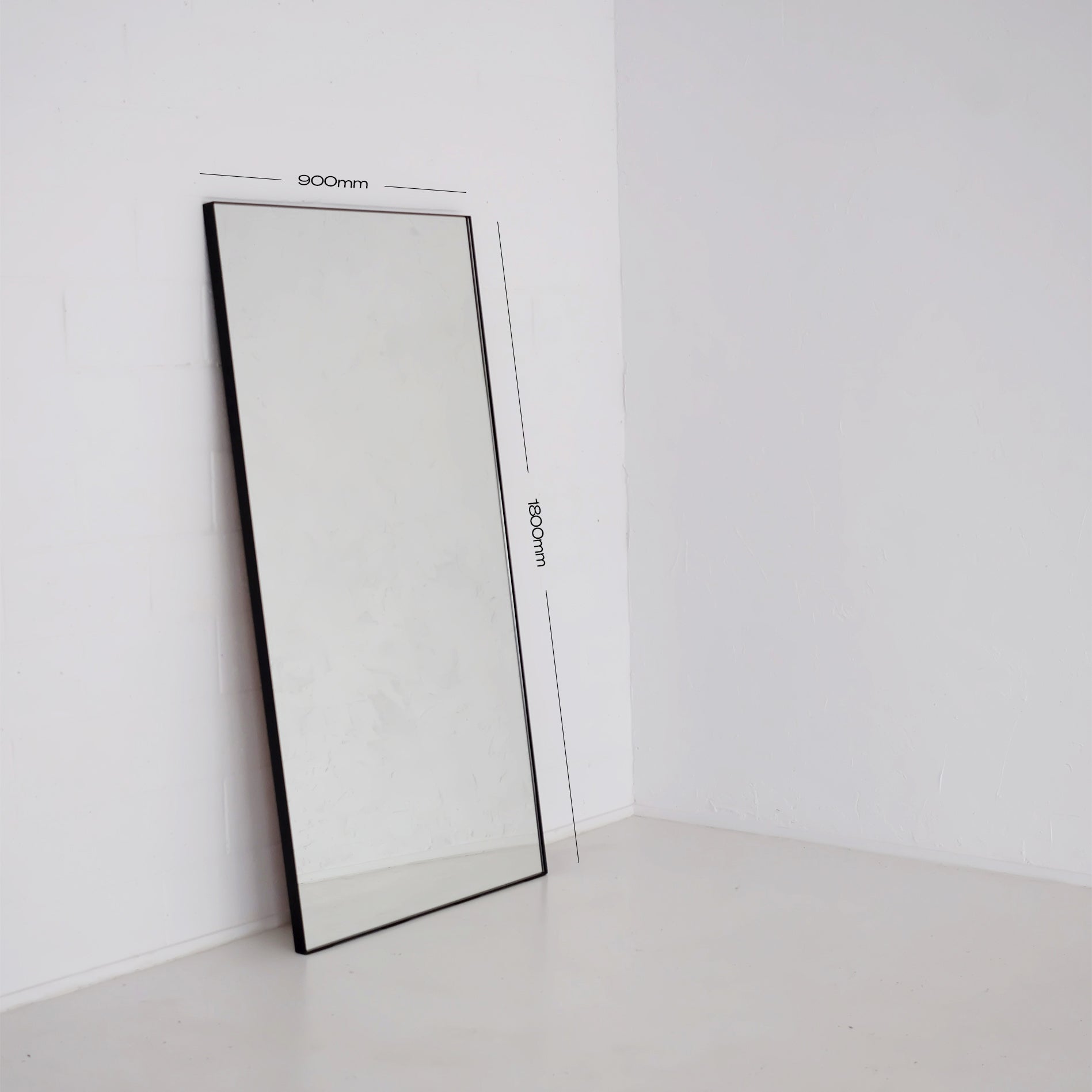 full length wall-standing floor mirror measurements 900x1800mm