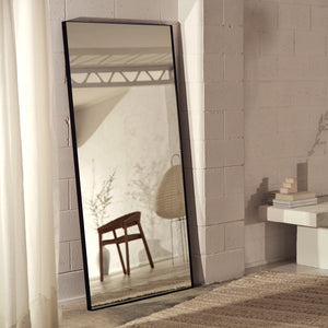 matte black steel framed full length wall-standing floor mirror